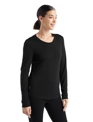 Dámské Long Sleeve Icebreaker Merino Sphere II T-Shirt Černé | CZ 1303DFMN